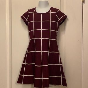Kids Knit Burgandy & White Classic Dress, small